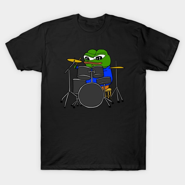 Drummer Pepe T-Shirt by Lean Mean Meme Machine